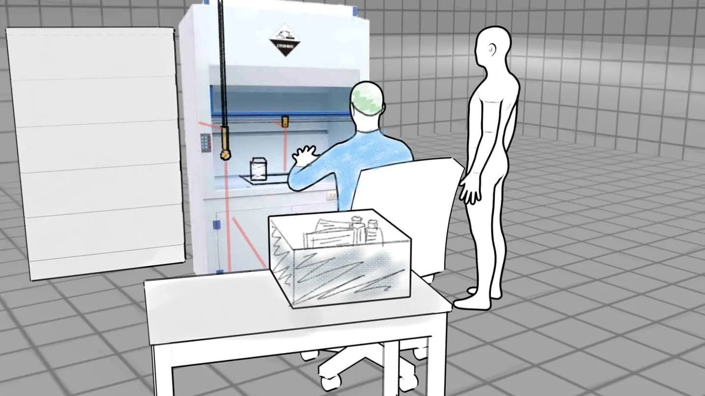 化療藥物潑灑處置 VR 藥學調劑 分鏡 VR虛擬實境教材 XR教材應用